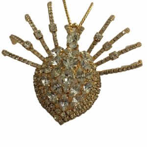Broche goudkleurig spin groot met Swarovski steentjes