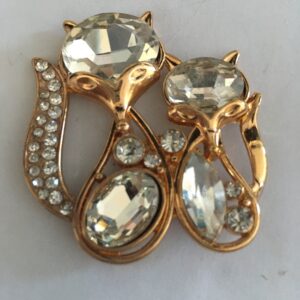 Magneetbroche katten stel rosé kleurig
