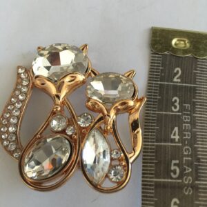 Magneetbroche katten stel rosé kleurig