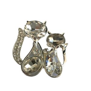 Magneetbroche katten stel zilverkleurig
