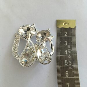 Magneetbroche katten stel zilverkleurig