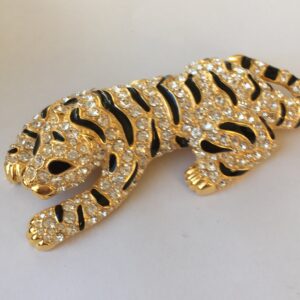 Alternative view of Broche tijger goudkleurig met Swarovski steentjes groot