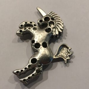 Magneetbroche zilverkleurig unicorn