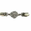 Vestclip bloem zilverkleurig met strass