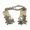 Vestclip parel met blaadjes strass zilverkleur