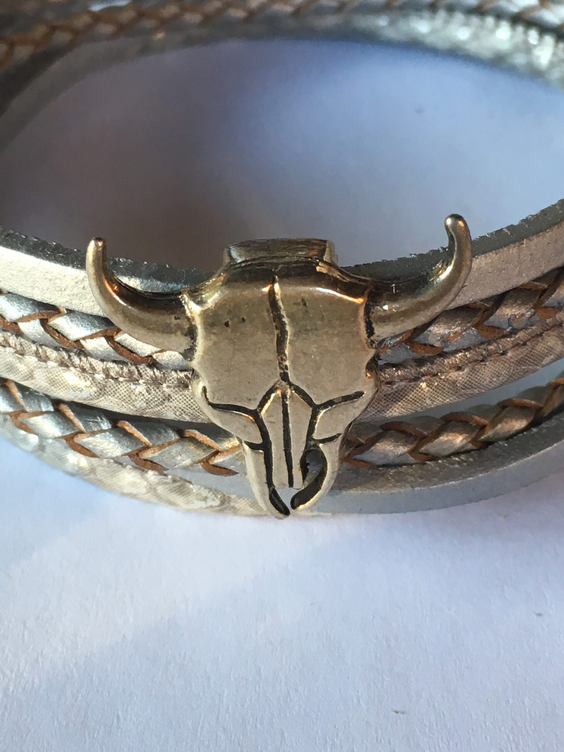 Wikkelarmband leer grijs met magneet - Afbeelding 2