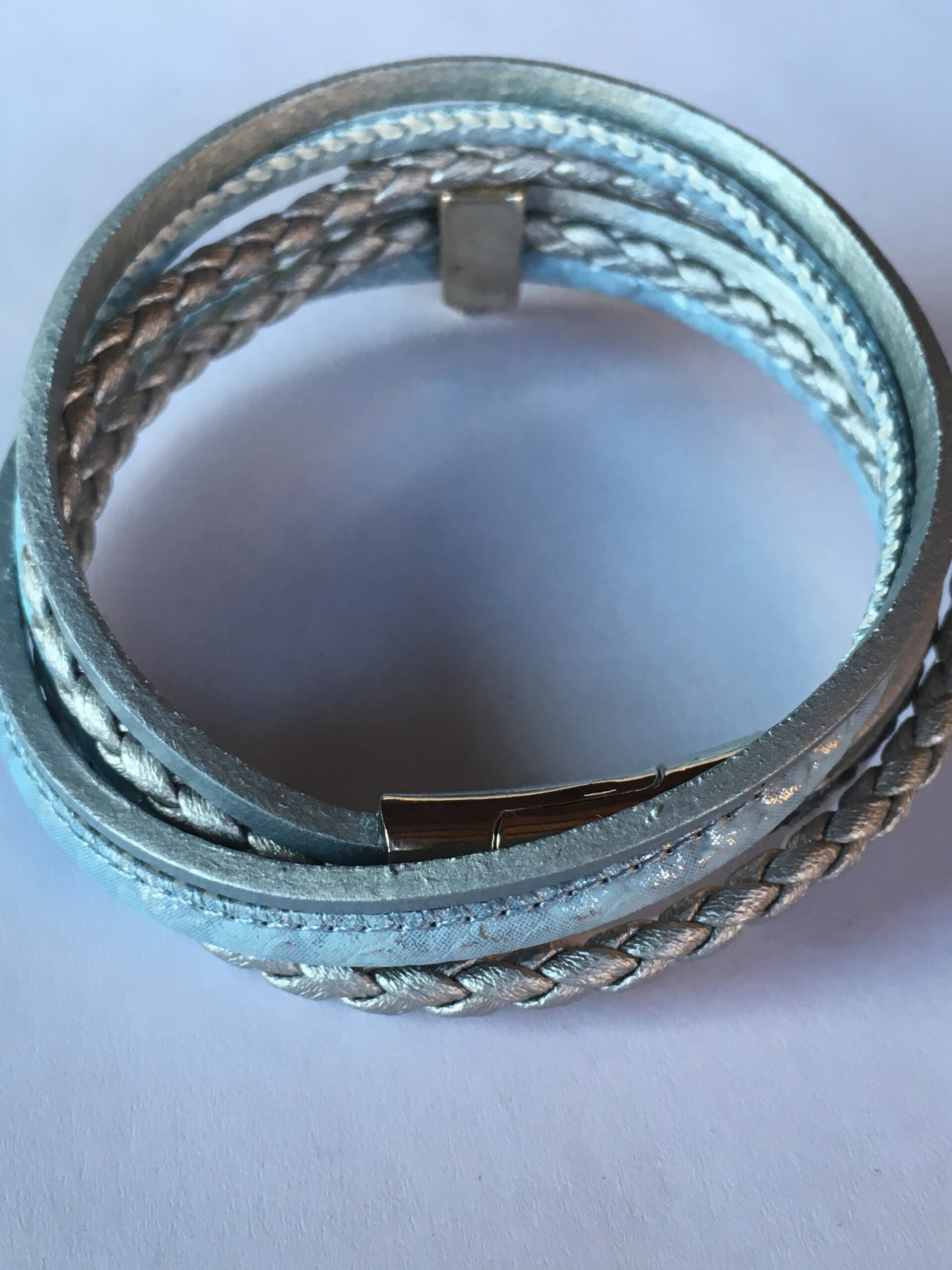 Wikkelarmband leer blauw met magneet - Afbeelding 3
