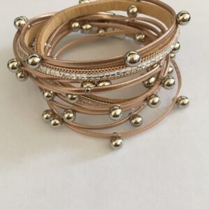 Alternative view of Wikkelarmband goud/rosekleurig met balletjes
