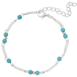 Enkelbandje zilverkleurig turquoise