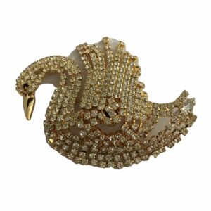 Broche goudkleurig zwaan met Swarovski steentjes