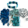Meepakker: Doos hematiet kralen blauw, wit