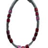 Aluminiumketting rood-bordeaux-roze-zilverkleurig met magneetsluiting
