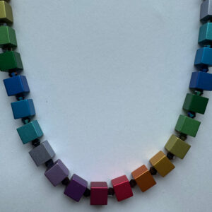 Aluminiumketting vierkante kralen multikleur