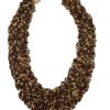 Bruine brede ketting met kleine kraaltjes