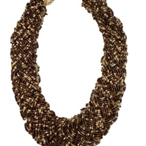 Bruine brede ketting met kleine kraaltjes