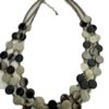 Laagjesketting met ronde kraaltjes zwart grijs/creme