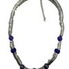 Ketting metaal omwikkeld met blauwe kralen