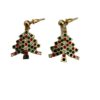Oorbel goudkleurig kerstboom met strass