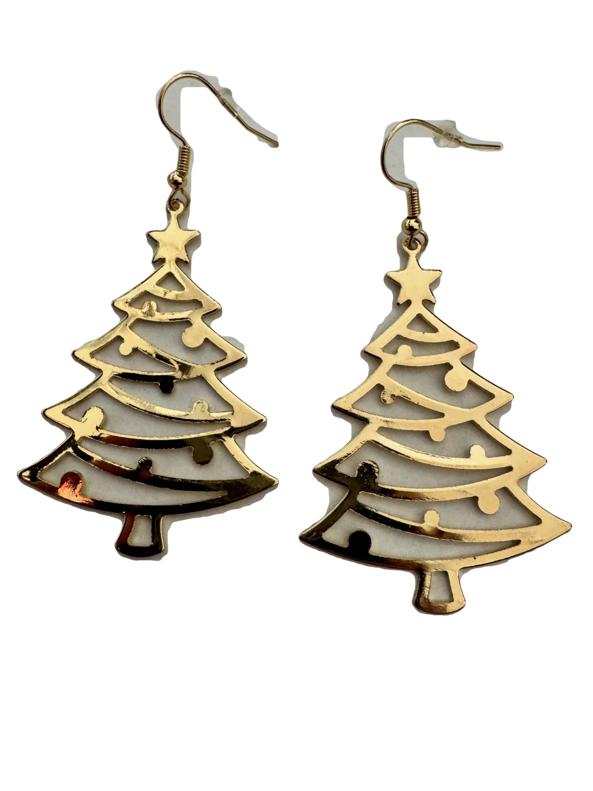 Oorbellen kerstboom goudkleurig