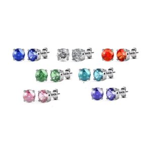 Set oorbellen 7 kleuren oorknopjes in mooi stevig doosje