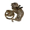 Broche goudkleurige kat met strass en vissenkom