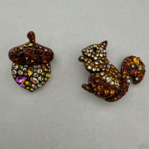 Broche eekhoorn met nootje met strass