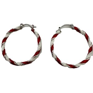 Kerstoorbellen oorring rood/wit/zilverkleur 40 mm