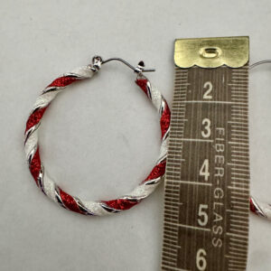 Kerstoorbellen oorring rood/wit/zilverkleur 40 mm