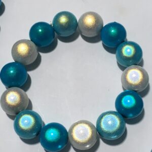 Sieradenset 3D blauw en wit (ketting, oorbellen en bijpassende armband)