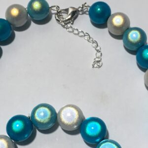 Sieradenset 3D blauw en wit (ketting, oorbellen en bijpassende armband)