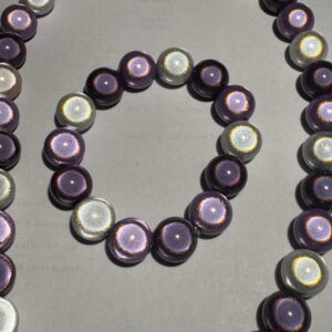 Sieradenset 3D paars, wit (ketting, oorbellen en bijpassende armband)