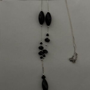 Ketting lang zwart metaal met kralen