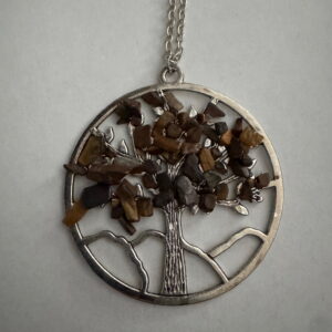 Ketting lang met hanger tree of life met natuursteen
