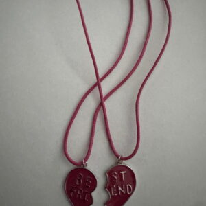 Vriendschapsketting roze met twee hartjes Best Friend