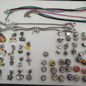 Blauw/Groen doosje met 60 verschillende Pandorastyle kralen DIY