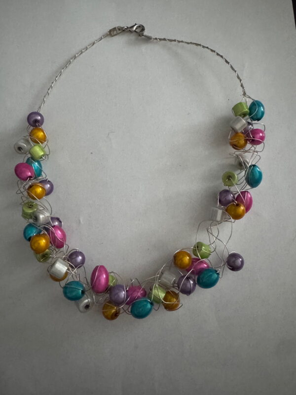 Kreukelketting verzilverd bonte kleuren