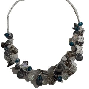 Kreukelketting verzilverd blauw/zilverkleurig