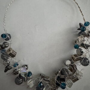 Kreukelketting verzilverd blauw/zilverkleurig
