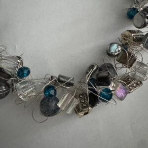 Kreukelketting verzilverd blauw/zilverkleurig