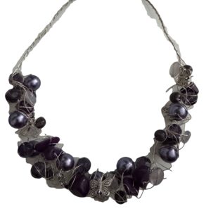 Kreukelketting verzilverd paars