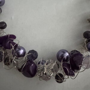 Kreukelketting verzilverd paars