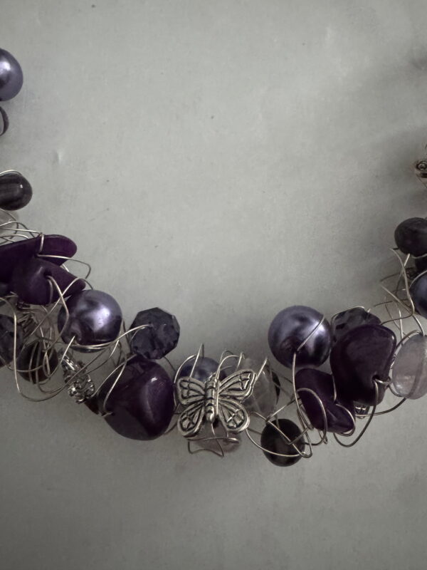 Kreukelketting verzilverd paars