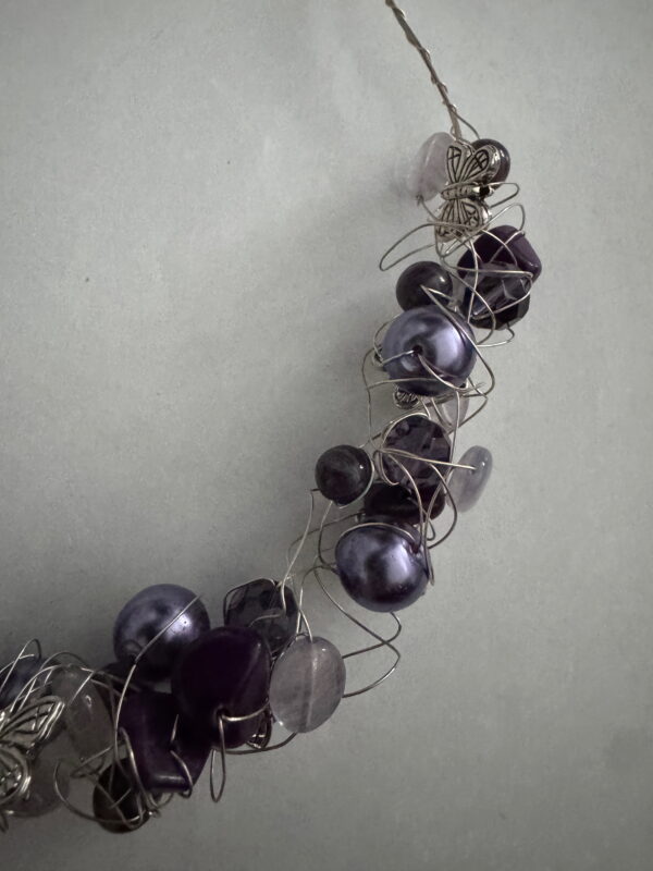 Kreukelketting verzilverd paars