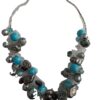 Kreukelketting verzilverd turquoise/zilverkleurig