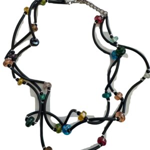 Kreukelketting rubber en glaskralen