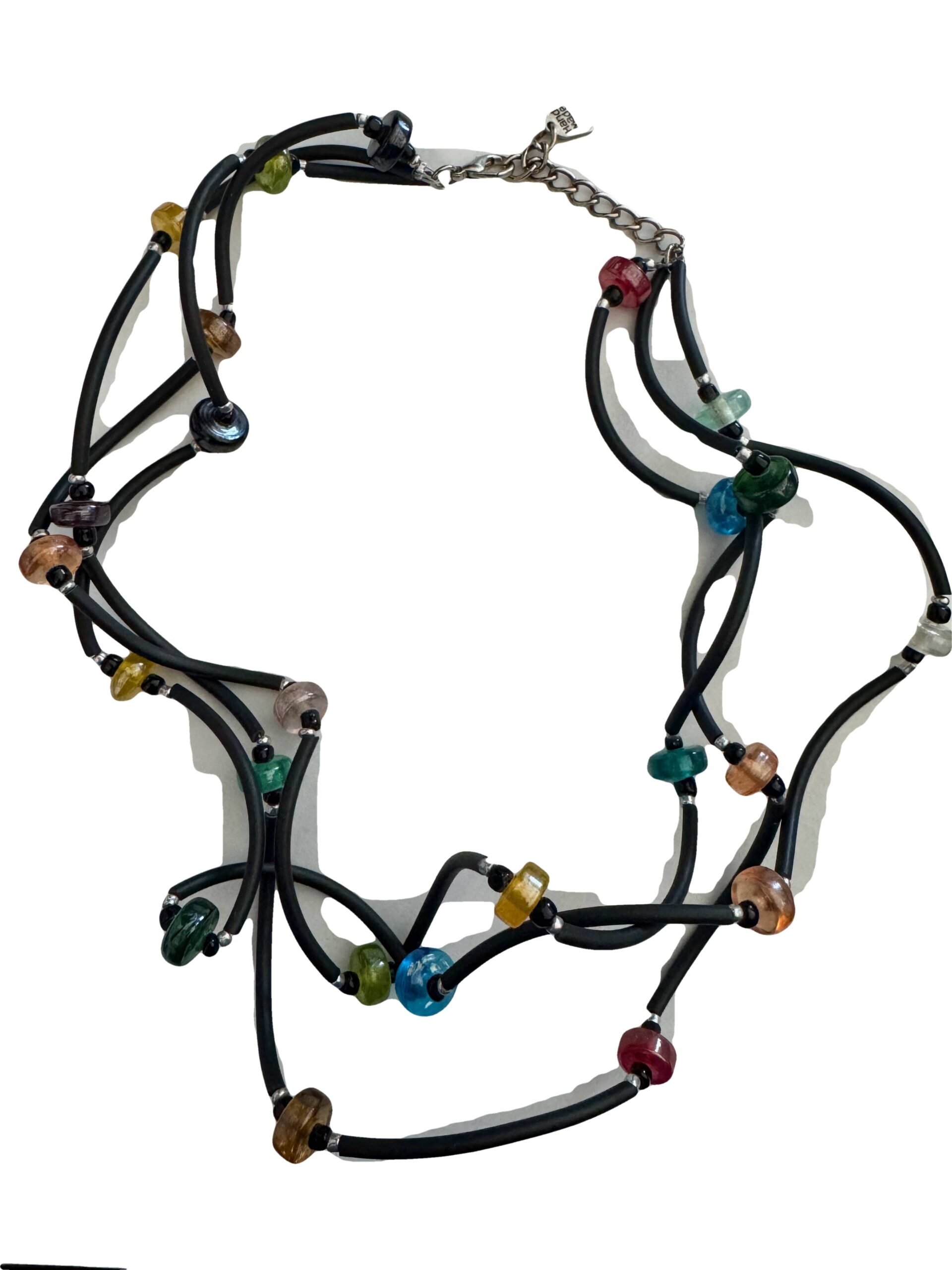 Kreukelketting rubber en glaskralen