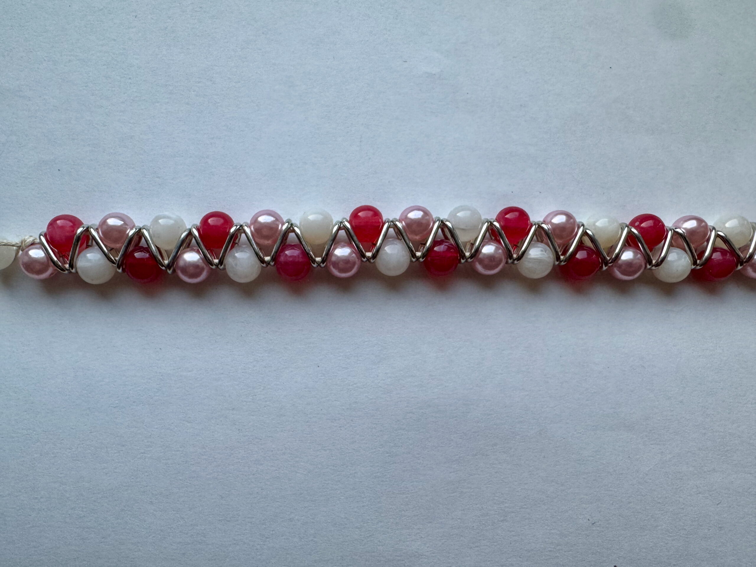 Zigzagarmband roze/wit/donkerroze