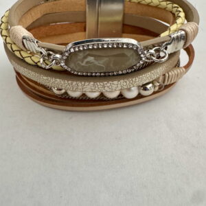 Leren dubbele armband met magneetsluiting