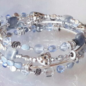 Wikkelarmband natuursteen en buisjes