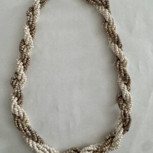 Ketting gevlochten rocailles grijs-crème